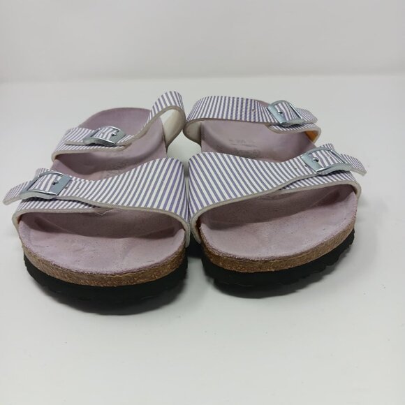 Birkenstock Birki’s lavender and white stripes sandals size 38/5  L3  M5 - Picture 1 of 5